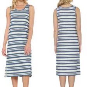 Like new! Matty M Side Slit Scoop Neck Tank Dress White Blue Stripe Size S